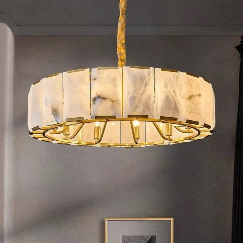 

Post-modern Luxury LED Chandeliers Retro Copper Marble Ceiling Hanging Lamps Restaurant Villa Hotel Decor Lighting Fixtures