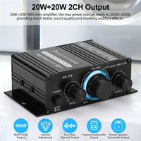 AK170 HIFI Digital Stereo Audio Power Amplifier 2 Channel 400W 12V FM Radio Mic Car Mini Sound Amplificador Board Home Theater