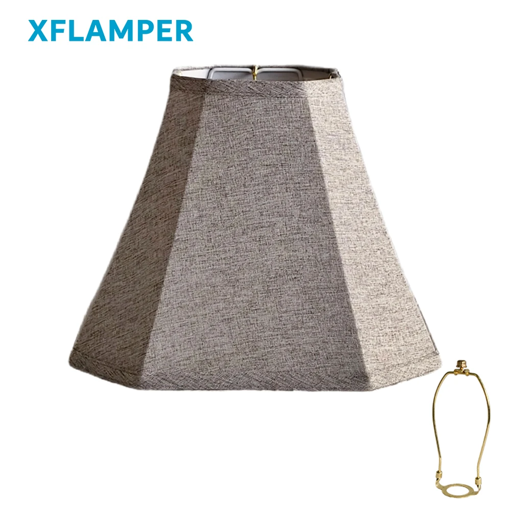 XFLAMPER 13 inch Hand Craft Lampshade Octagonal for Table Floor Lamp Gray Color