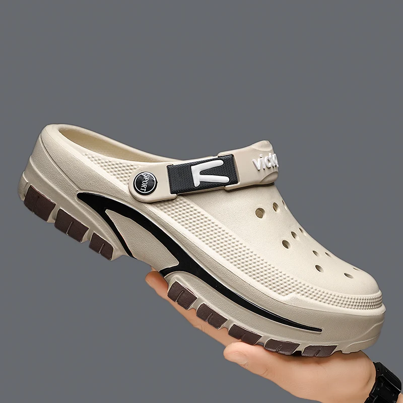 Hole Shoes Men's Summer Ligtweight EVA Trend Home Sandals Clogs Shoes Men Baotou Slippers Outdoor Comfortable Sandals Size 39-45