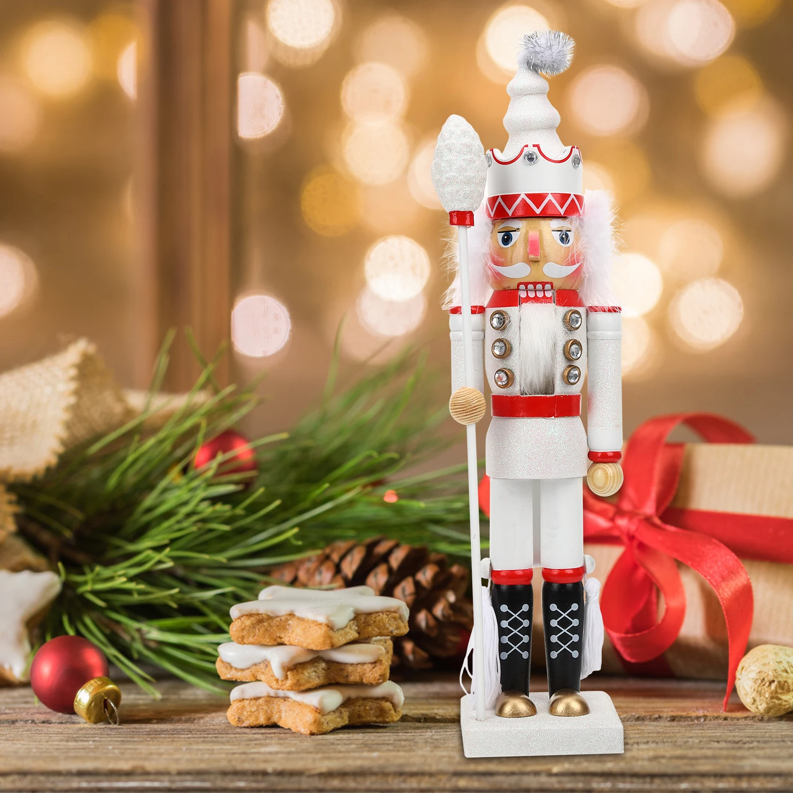 

Wooden Nutcracker Decoration for Home Office Bedroom Car Xmas Gift Desktop Christmas Craft Traditional Festive nament Holiday