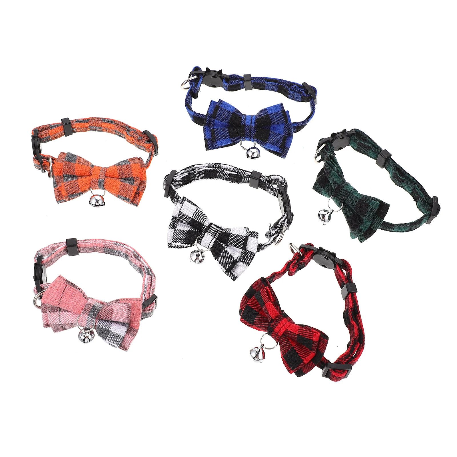 

6pcs Adjustable Pet Collars Bow Tie Bells Halloween Decorative Neck Belts Pet Collars With Bells for Cats Dog Supplies