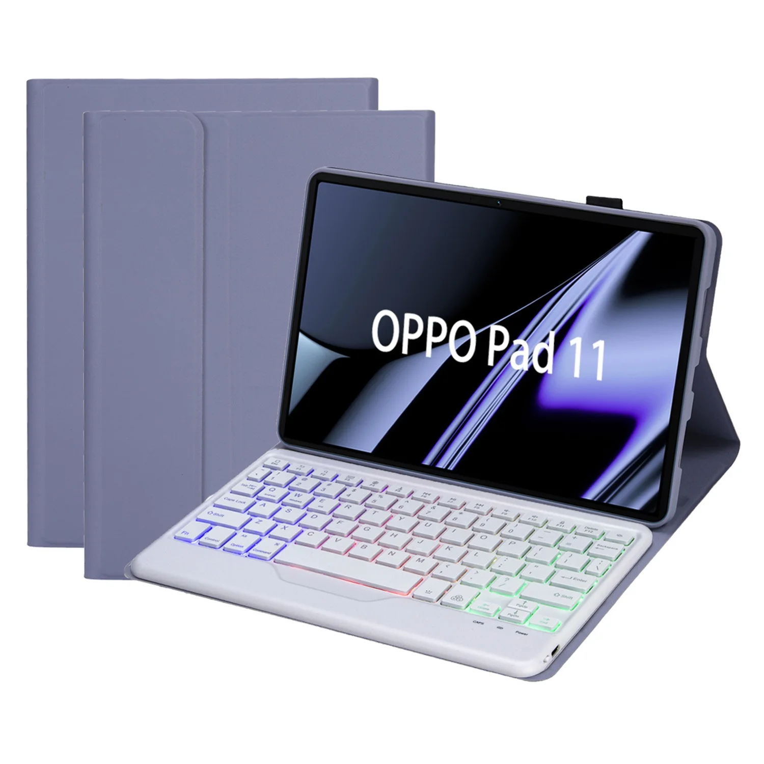 

For Oppo Pad 11-inch Detachable Bluetooth Keyboard Case with 3-Color Backlit PU Leather+TPU Protective Cover