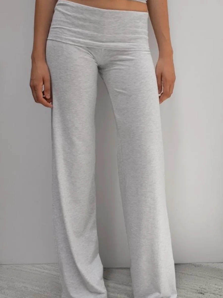 Chic Heart Wing Embroidery Wide Leg Sweatpants Women Fold Over Low Rise Flare Lounge Pants Valentine's Day Going Out Outfit
