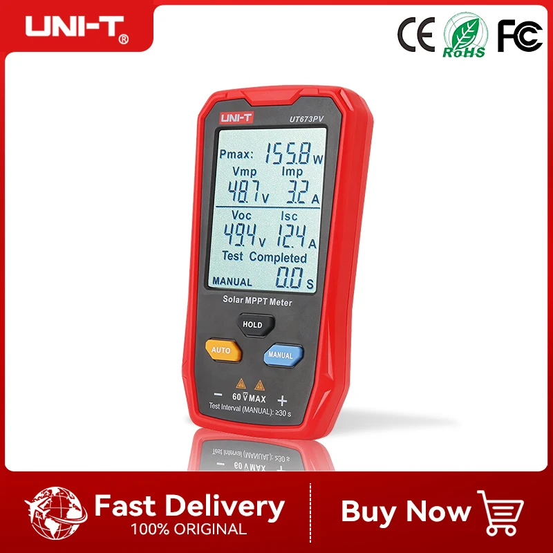 UNI-T UT673PV Solar MPPT Meter 5~800W PV Module Maximum Power Tester Open Circuit Voltage Short Circuit Current Lmp Vmp Tests