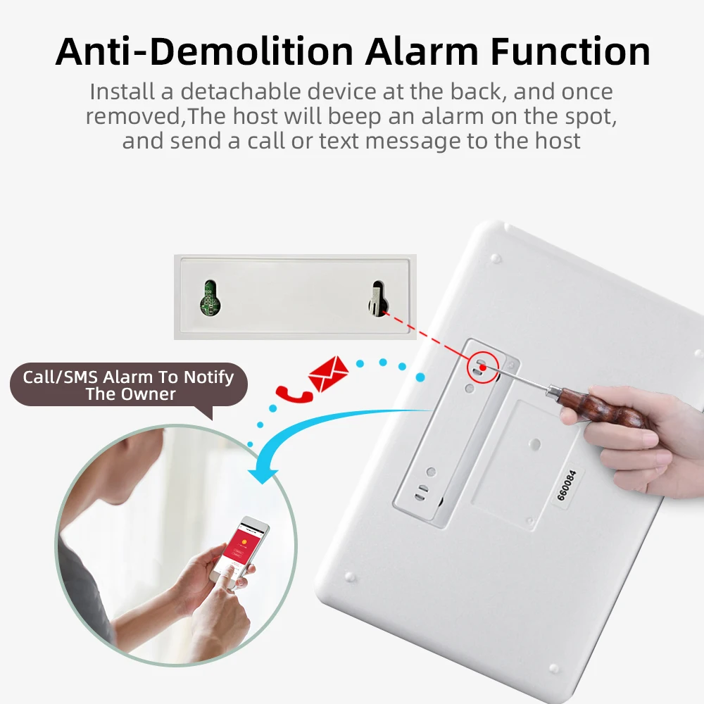 Gautone Tuya Smart Wifi Home Security Alarm System Wireless GSM Fire Alarm System Panel Smart Life App Control work with Alexa