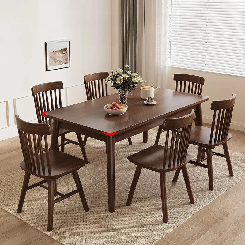 

Solid Wood Dining Table Modern Rectangular Kitchen Table for Home Office Dining Room Small Space Minimalist Style