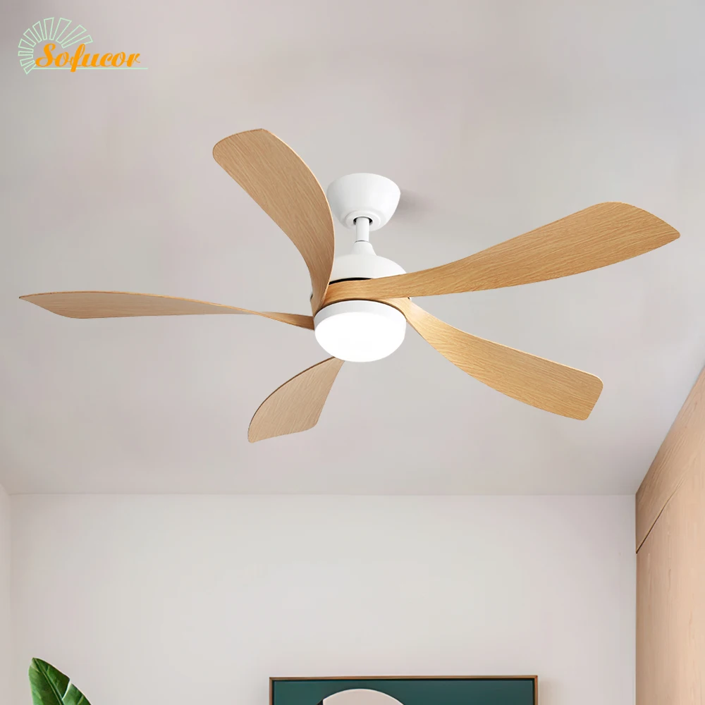 Sofucor 52-Inch 5 Blade Ceiling Fan With LED DC 6-Speed High Wind Speed With Remote Control for rooms