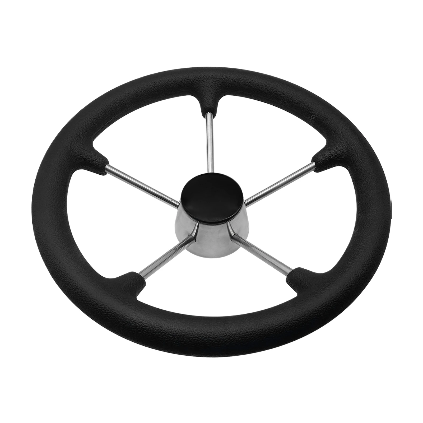 

Boat Accessories Marine 11/13.5 Inch stainless steel 5 Spoke Destroyer Steering Wheel with Black Foam Grip and Knob