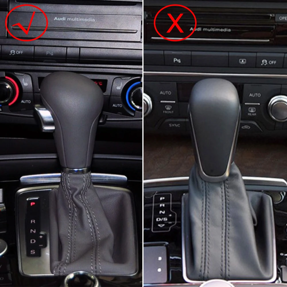 Car Gear Shift Knob Handle Cover Trims For Audi A4 B8 A5 A6 C6 Q5 Q7 4L ABS Carbon Fiber Protection Shell Decorative Accessories