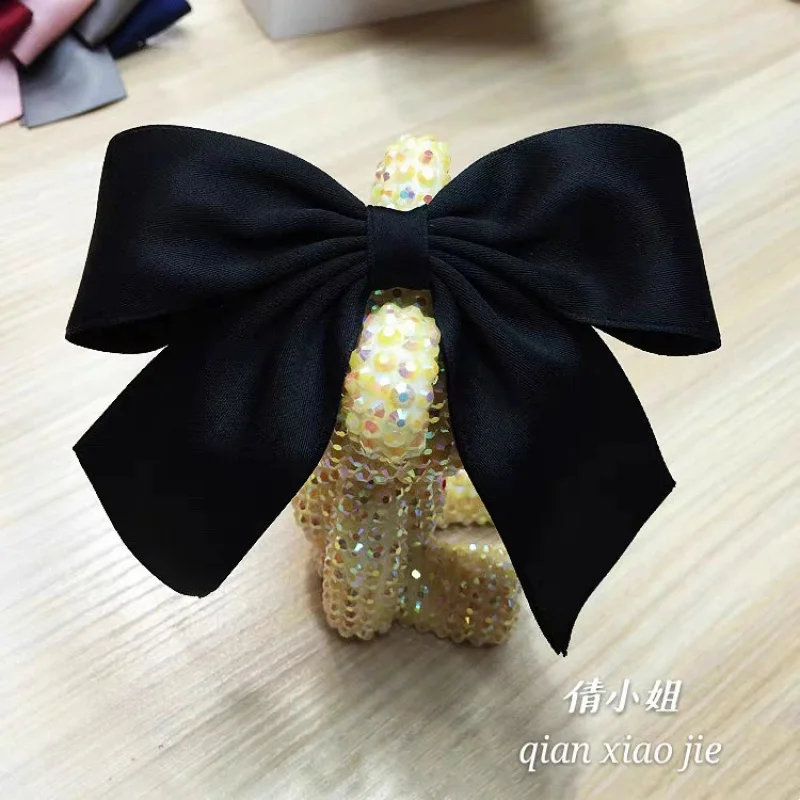 T153Korean Style Ribbon Wide Cloth Big Bow Cloth Hair Accessories Hairpin Headdress Top Clip Hairpin Spring Clip Wholesale