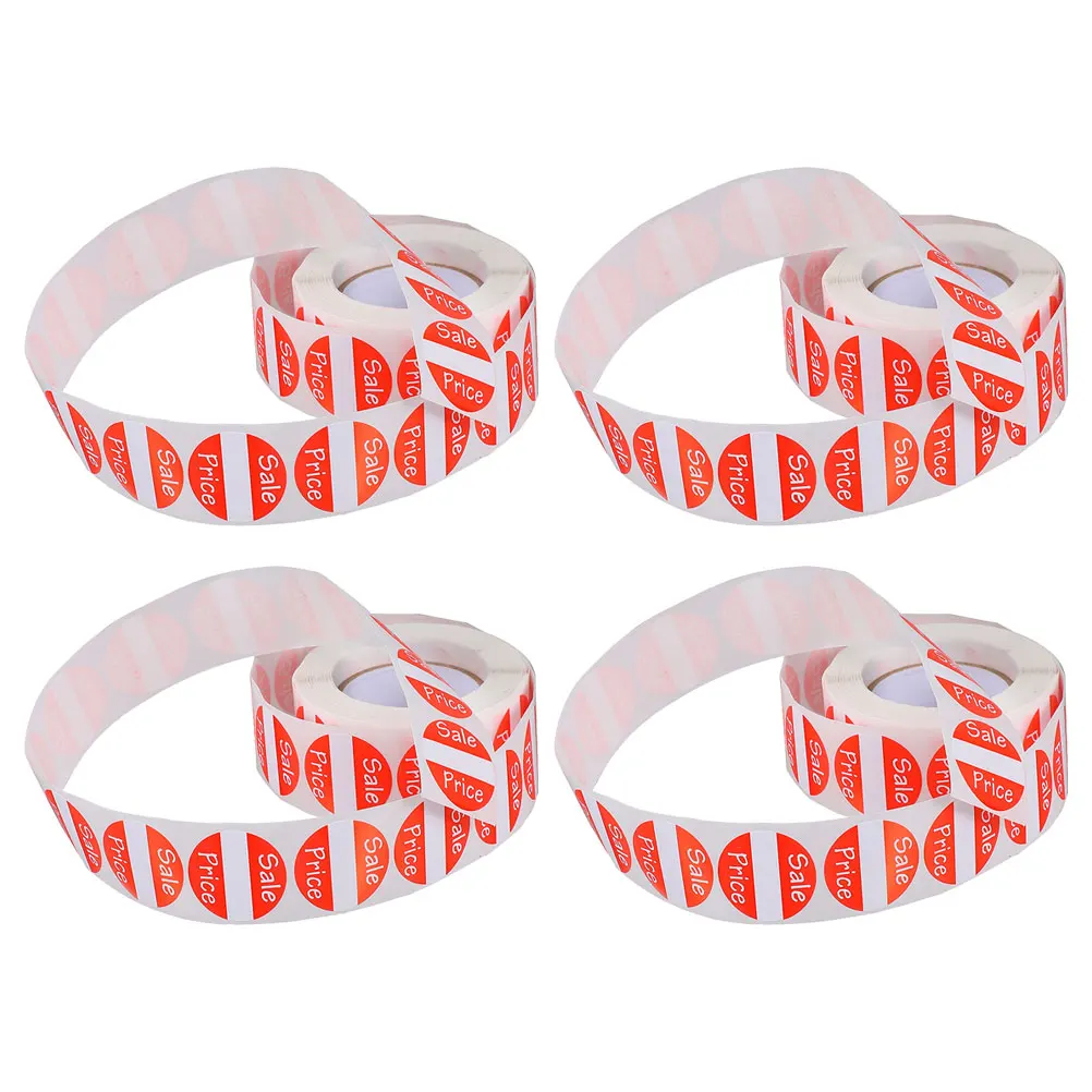 

4 Rolls Sale Label Pricing Stickers Price Retail Stores Paper Pre-priced Decals