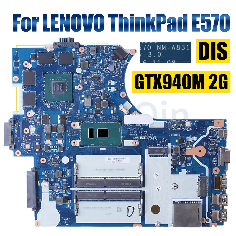 Imagem -04 - Placa-mãe para Lenovo Thinkpad E570 Laptop Mainboard Nm-a831 3865 i3 i5 i7 7th Gen Gtx940m 2g 01ep405 01hw724