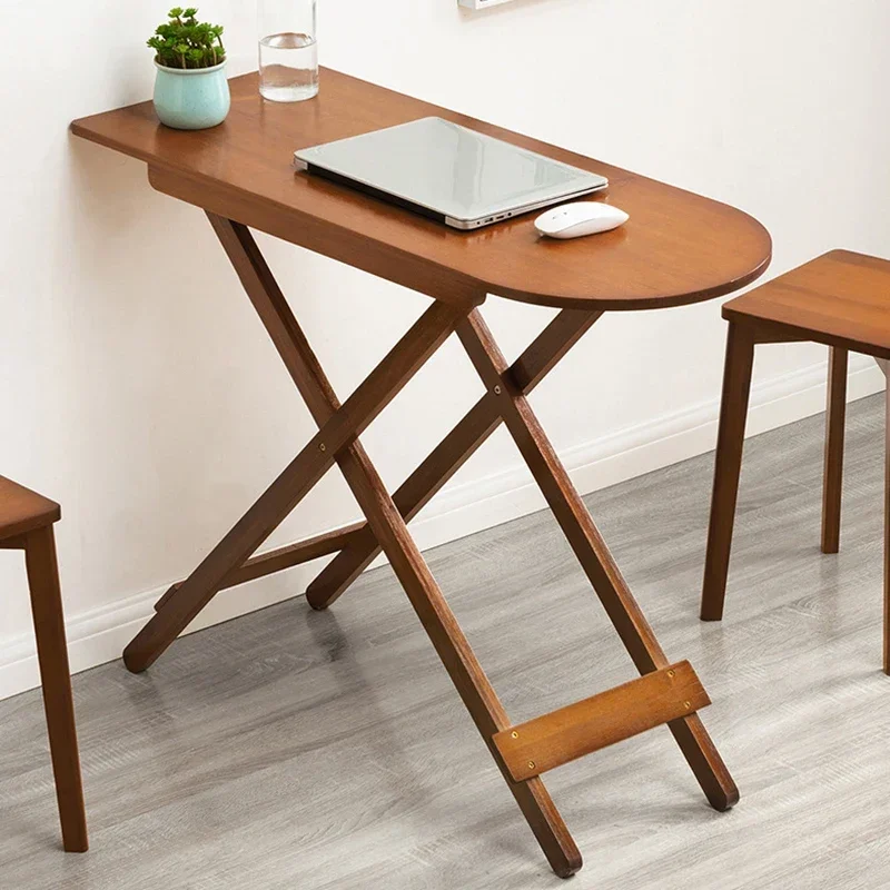 Folding Laptop Table TV Tray 100cm Bamboo Computer Table Writing Workstation Folding Desk Dinning Table for Home Office