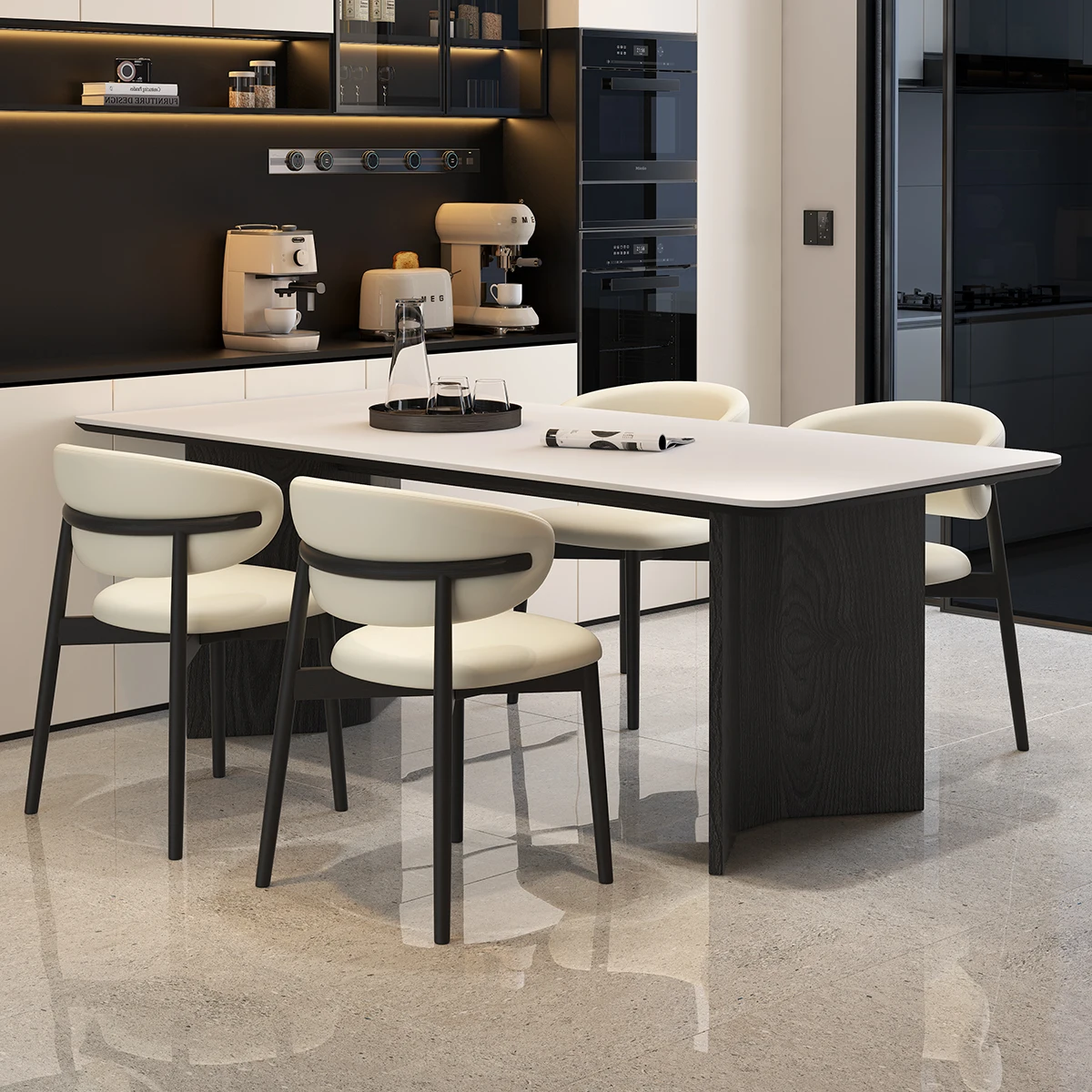 

Light Luxury Rectangular Home Vintage Style Marble Top Metal Frame Resistant Dining Table IB556 for Home or Restaurant