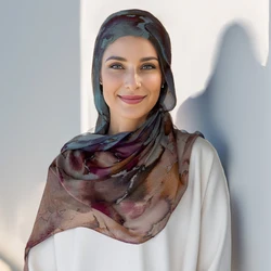 Hijabs de chiffon estampados para mulheres, hijab turbante, moda muçulmana, lenço de cabeça, headwraps islâmicos, xales novos