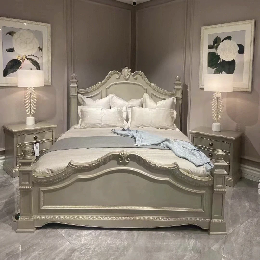 

Beige Luxury Double Bed European Design Unique Modern Camping Double Bed Wooden Japanese White Cama Queen Size Home Furniture