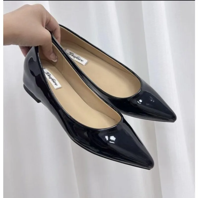 

Luxury Designer Pointed Toe Women Shoes Fashion Inner Height 5cm Shallow Slip on Women Soft Sole Flat Shoes Ladies Casual Shoes