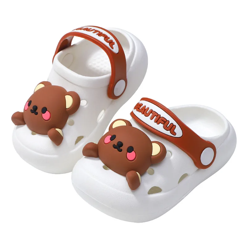 Children Cave Hole Slippers Summer Cute Cartoon Bear Kids Boys Girls Sandals Soft Sole Anti Slip Beach Shoe Baby Mules Clogs 슬리퍼