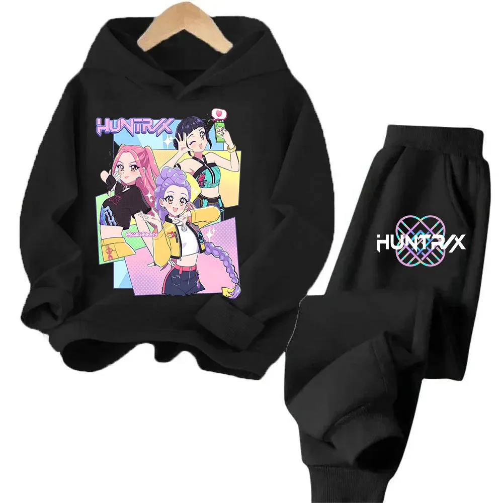 

The New Autumn Playful Children's Hooded Set Kpop Devil Hunter Kawaii Trendy Outdoor Loose Comfortable Cartoon Anime Pullover