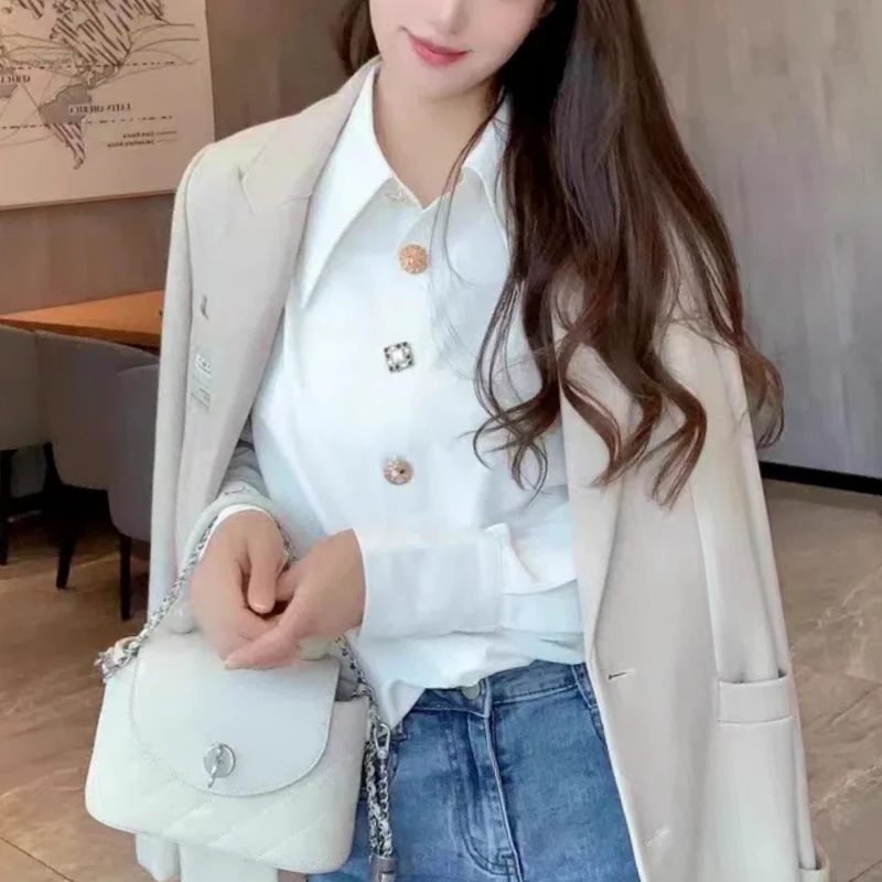 ربيع الخريف النمط الفرنسي بلوزات نمط جديد الملابس النسائية المهنية تنوعا فقاعة الأكمام البساطة كل مباراة القمصان