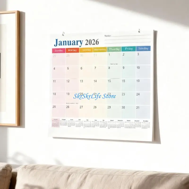 E65E 2026-2027 Wall Mount Calendar Planner Refrigerator Calendar 18 Month from Jan 2026 to Jun 2027 for Home Office