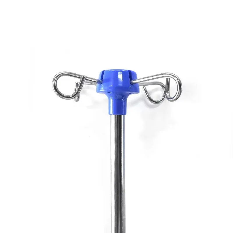 

Hospital IV Stand Adjustable Metal Infusion Stand with 4 Hooks Steel Material