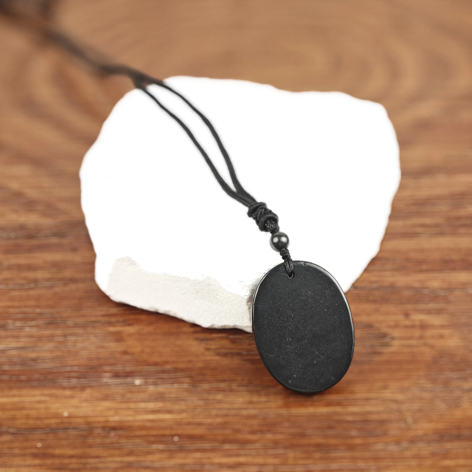 

Shungite Oval Pendant Necklace - Authentic Shungite Crystal for Energy Balancing and Wellness