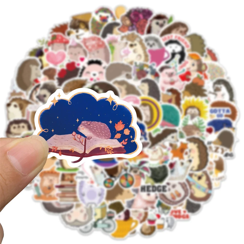 10/30/50PCS Cartoon Animal Hedgehog Graffiti Waterproof Sticker Personalized Decoration Creative Refrigerator CupHelmetWholesale