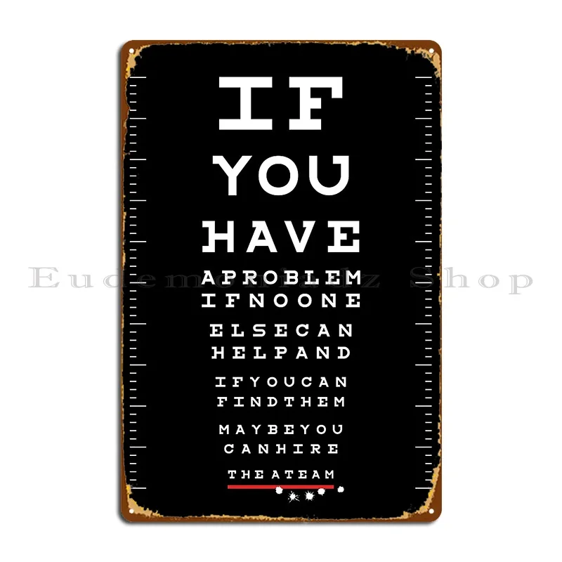 A Team Eye Chart Metal Sign Poster Kitchen Decoration Kitchen Wall Cave Character Tin Sign Poster