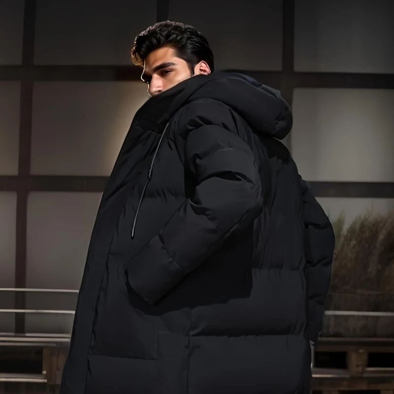 Warme Kapuze mittellange Jacke Herren lässig Reiß verschluss Baumwolle gepolsterte Jacke Mantel für Herbst Winter Outdoor Parkas für Männer