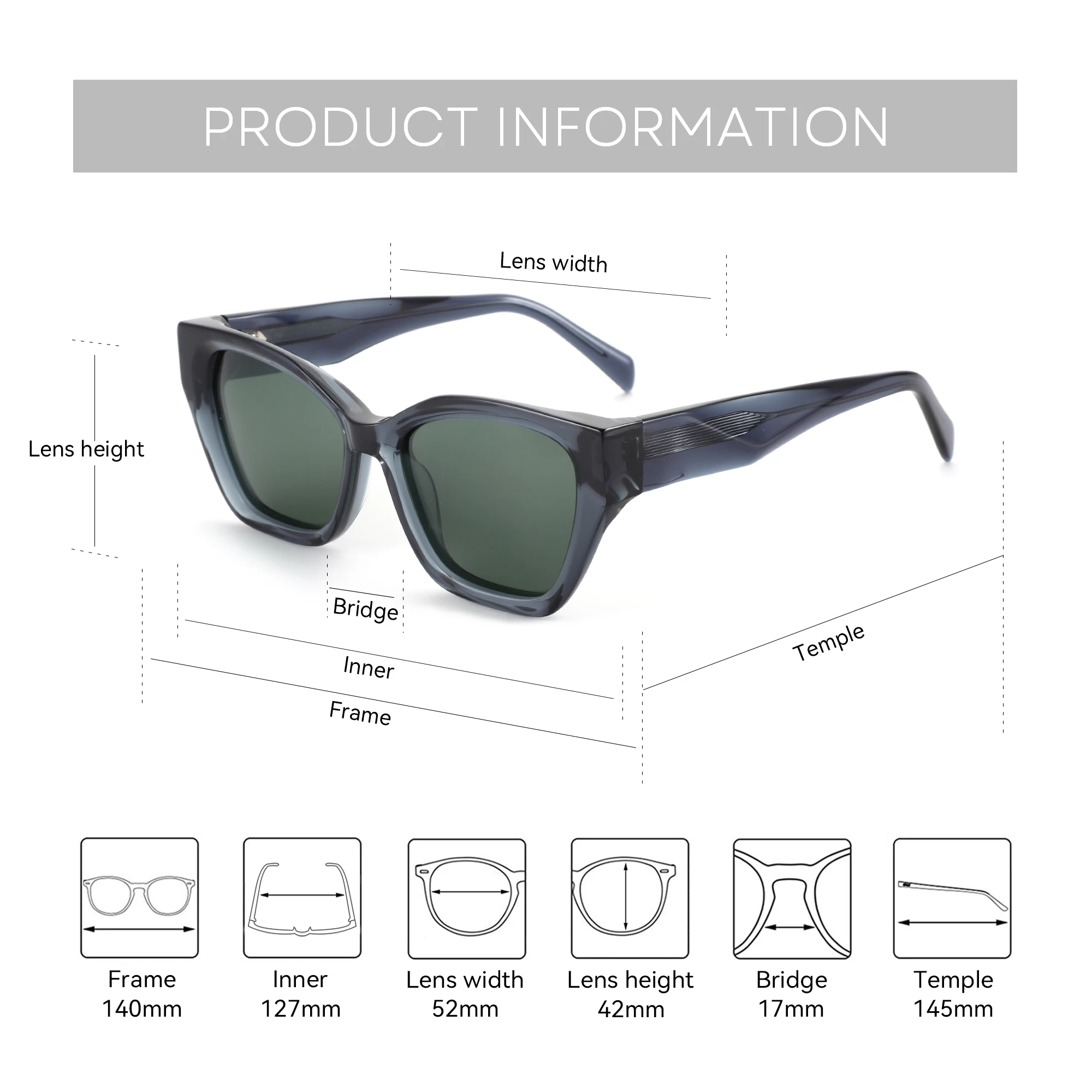 BLUEMOKY S Ukuran Asetat UV400 - Sunglasses Cat Eye ulasan dan harga