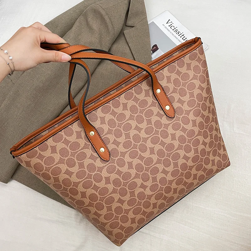 

Unisex Two-Tone Print Tote Bag Large Capacity Adjustable Shoulder Strap Minimalist Canvas Bag High Value Day to Night Versatile