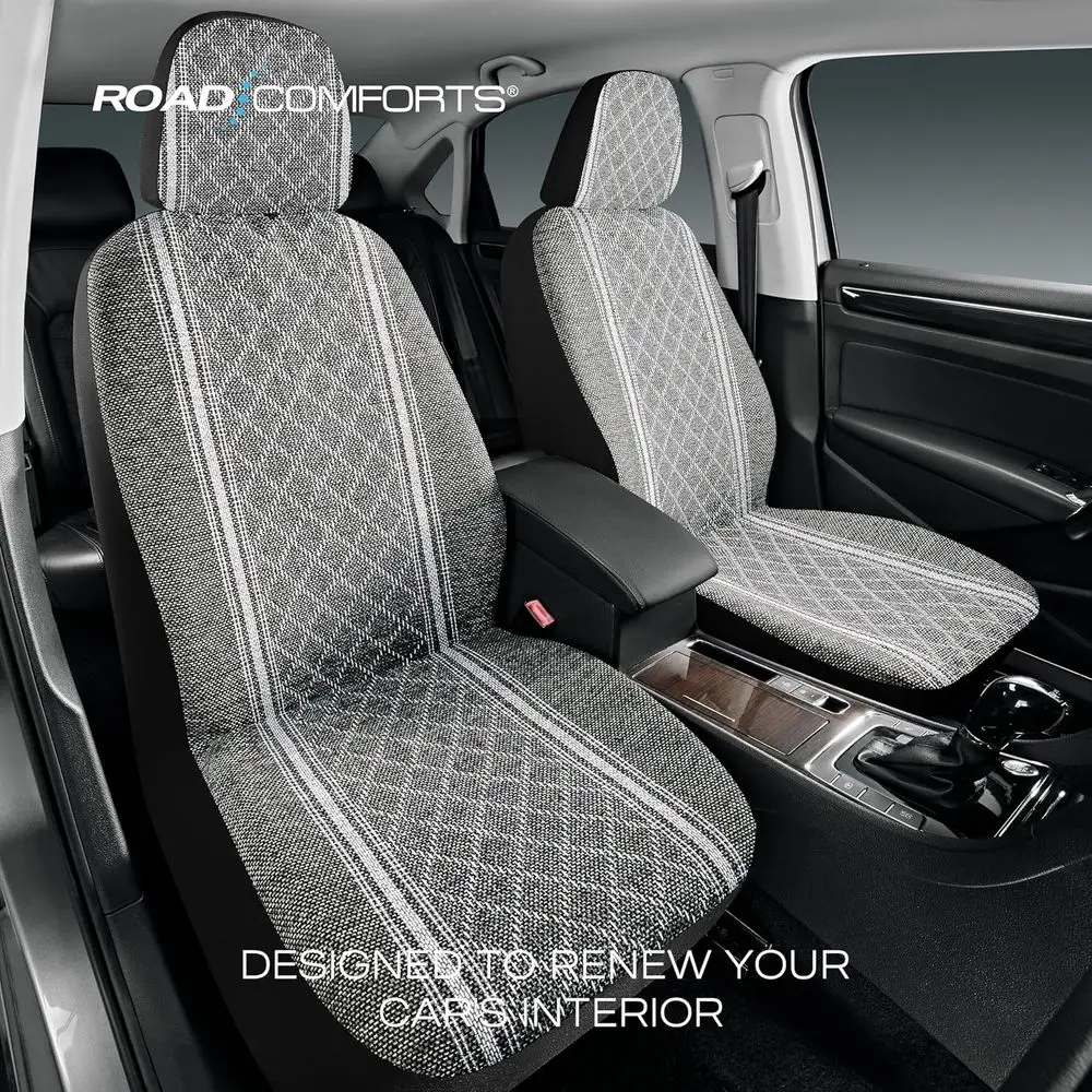 أغطية مقاعد بطانية باجا، أغطية مقاعد دلو ماسية رمادية، ظهر منخفض، مجموعة كاملة - قماش جاكار، وسادة هوائية متوافقة، مناسبة عالمية #2