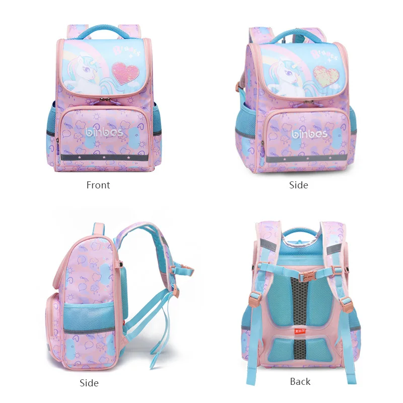 SUN EIGHT NEW Children Orthopedic School Backpacks Cartoon Pattern School Bags 1200D High Density Waterproof Fabric Foldable Gir