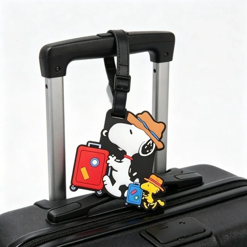 Niedlicher Snoopy Cartoon Silikon-Gepäckanhänger, Anti-Verlust-Koffer-Identifikator, Bordetikett, Weiches Wasserdichtes Reisegepäck-Namensschild – Detail 4