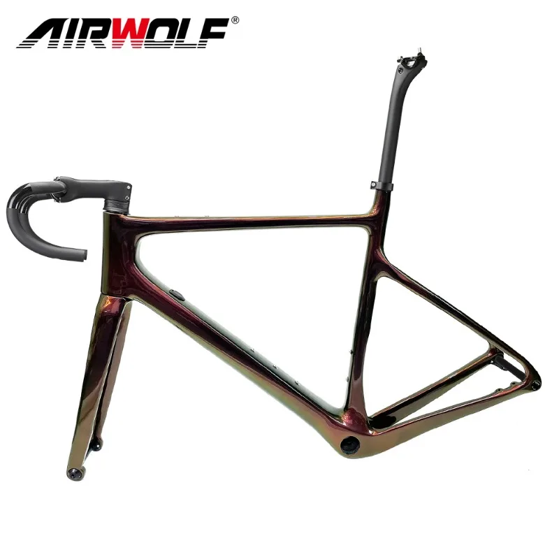 Airwolf Light Weight Carbon Bike Frame Carbon Road Frame 142*12 Thru Axle Disc Brake Bicycle Max Tire 700*40c Hot Sale