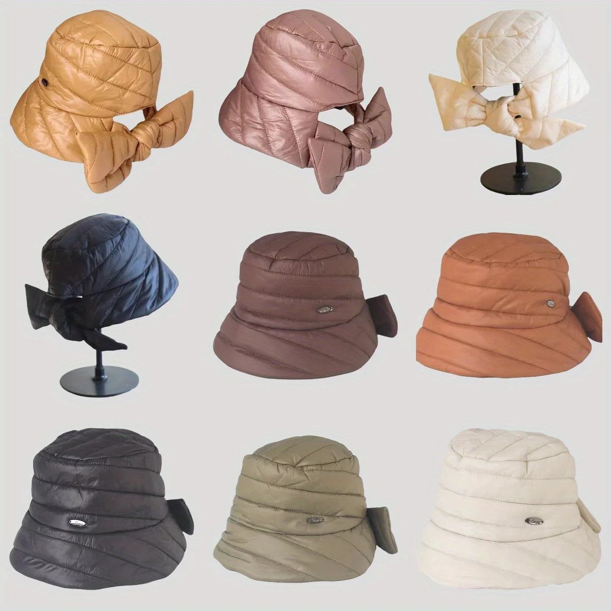 

Japanese Style Big Brim Bucket Hat Thermal Lightweight Winter Basin Cap with Ponytail Opening Fashion Women's Chic Winter Hat