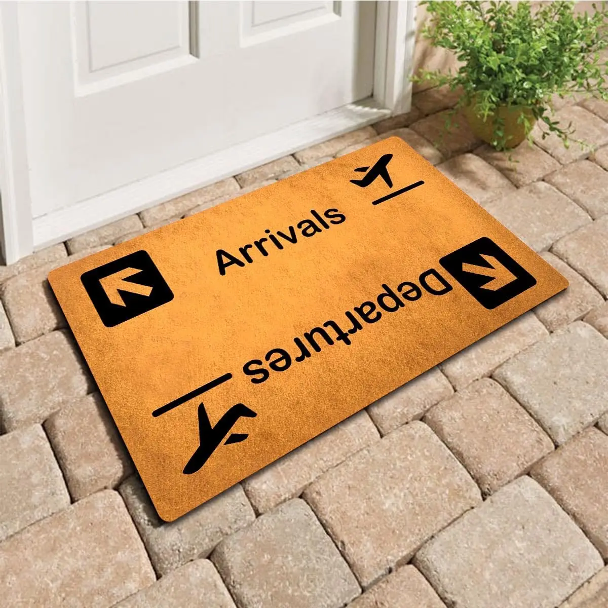 Funny Airport Sign Door Mat, Arrivals Departures Floor Rug, Travel Theme Entrance Carpet for Living Room Home Decor Gift