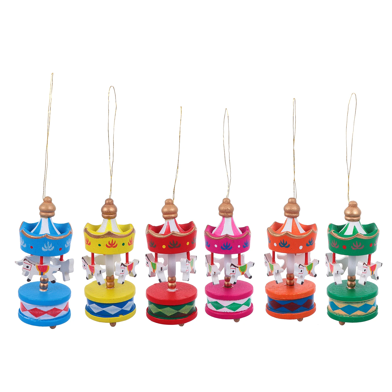 

6 pcs Carousel Decorations Merry go round Xmas Ornament Home Desktop Yellow Peach Reusable Kids Christmas Pendant Supplies