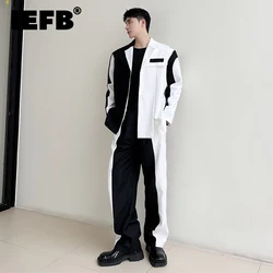 IEFB Contrast Color Suit Two Piece Men's Business Sets Korean Style Casual Trend Blazers Jacket Wide Leg Loose Suit Pants 9C877