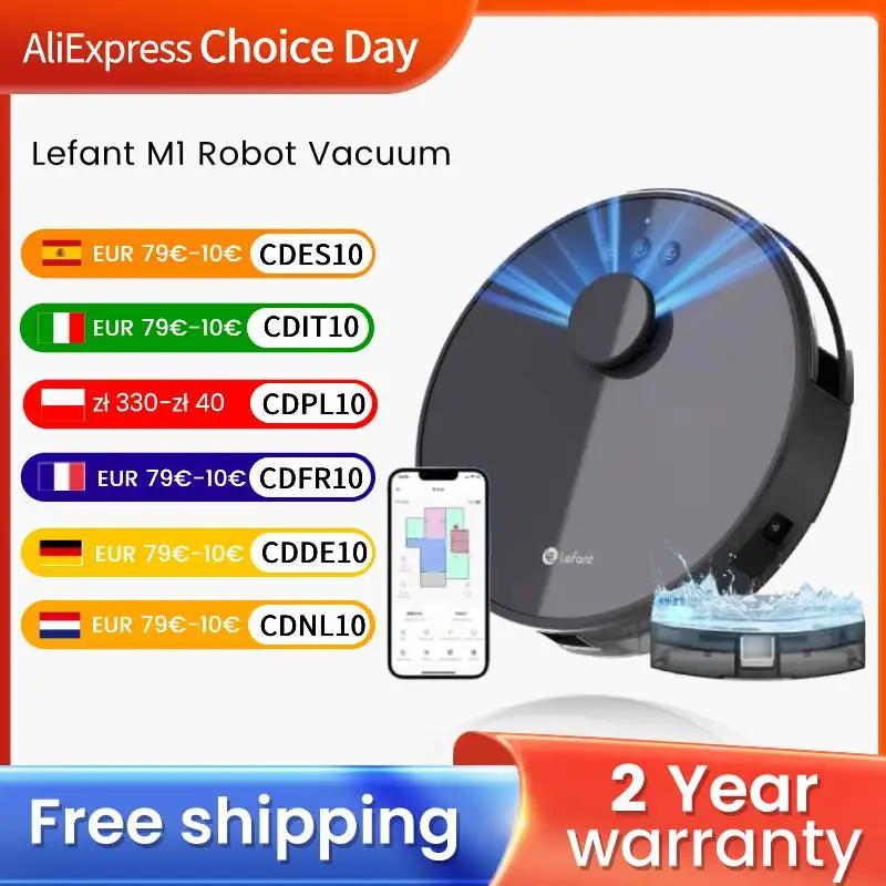 LEFANT M1 Roboterstaubsauger mit mehrstöckiger Kartierung, 4000 Pa, 4000 mAh Akku, LDS-Navigation, APP/Alexa, Smart Home Appliance