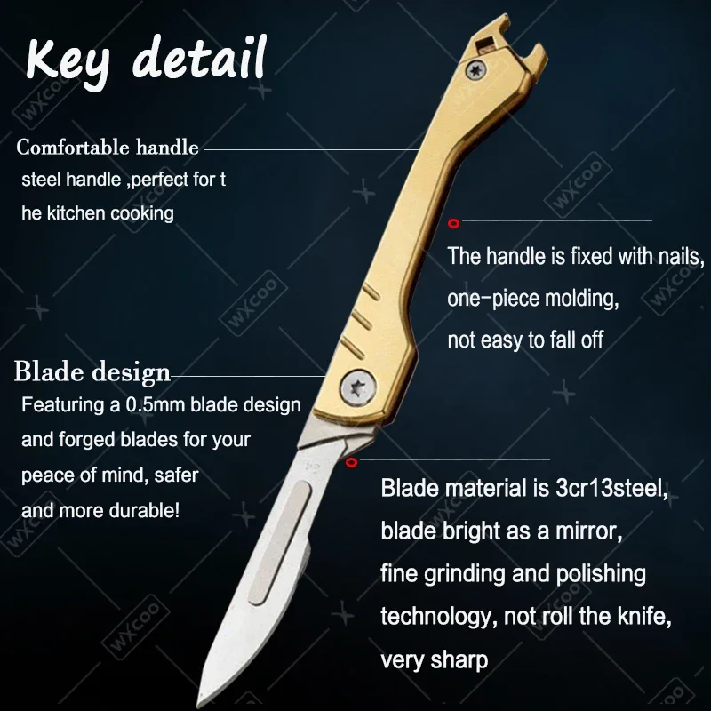 WXCOO Stainless Steel Folding Knife Blades Hobby Knife Kit Metal Scalpel Knife Carving Craft Knife 23 Carbon Steel Pocket Knife