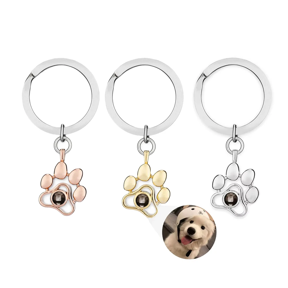 

Customized Photo Pets Claw Shape Pendant Keyring For Women Men Pets Stainless Steel Personized Keychain
