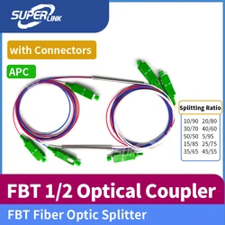 10pcs10/90 20/80 30/70 40/60 50/50 SC Apc FBT Splitter 1x2 0.9mm Unbalanced Coupler Fiber Optic FBT Splitter with connectors