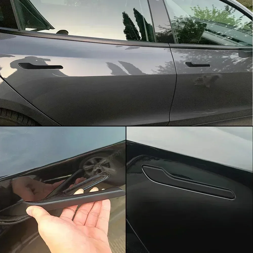 Door Handle Sticker Trim Cover For Tesla Model Y Juniper Model YL Model 3 Highland 2021-2026 100% Real Carbon Fiber Decoration