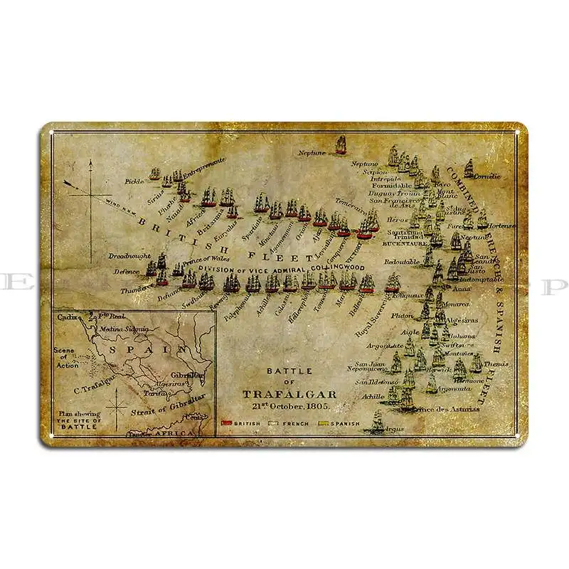 Battle Of Trafalgar Attack Plan Metal Plaque Poster Club Character Cinema Create Club Tin Sign Poster