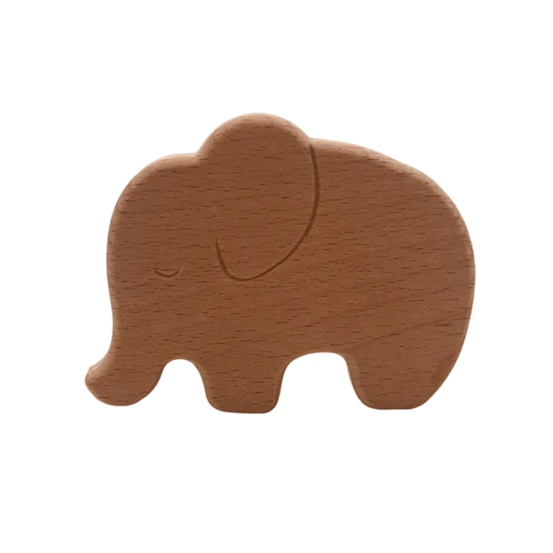 ABCPICK 10pcs Wooden Teether Animals Beech Teething Grasping Wooden Animal Toy Rodent Baby Teether Pendant DIY Pacifier Chain