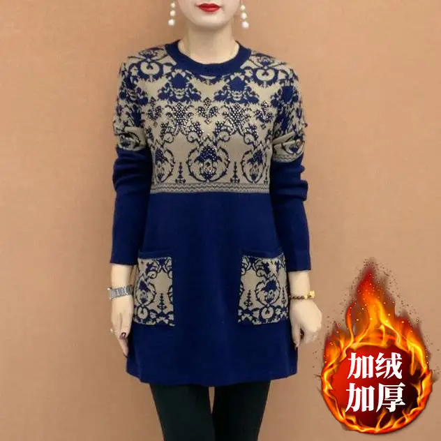 女性用の厚手のベルベットシャツ,ミドル丈のボトム,エスニックスタイルのトップス,大きいサイズ,ゆったりとしたカジュアル,秋冬