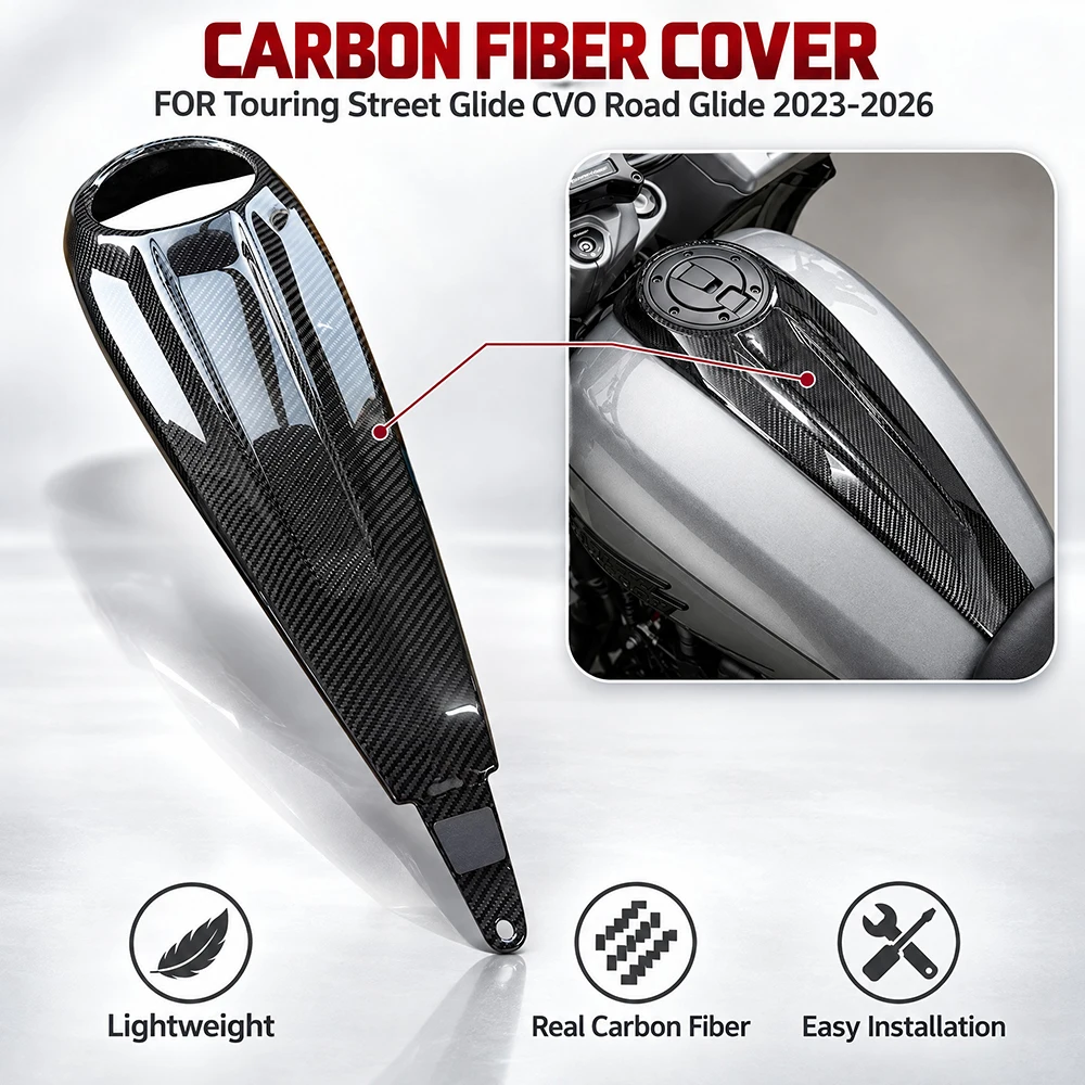 Carbon Fiber Motorcycle Oil Gas Cap Cover Smooth Fuel Tank Console Trim Panel For Harley Touring Street Glide CVO Road Glide